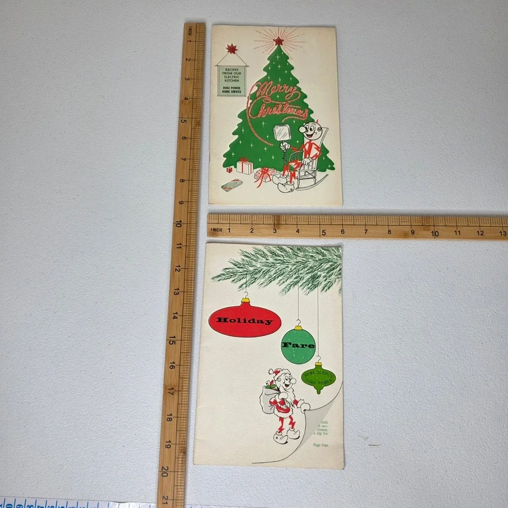 Vintage 50s Duke Power Reddy Kilowatt Cookbook Lot 2 Christmas Holiday Fare